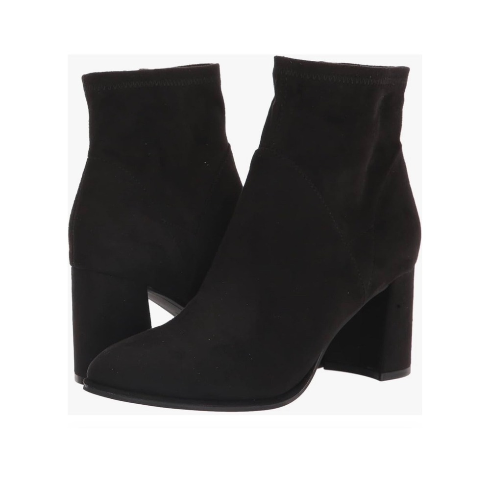 Marc Fisher Womens Black Velvet Block Heel Ankle Sock Boots 8M Side Zip Booties